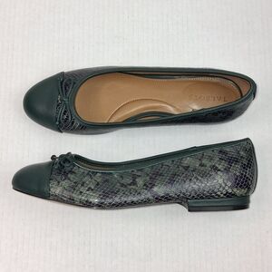 Talbots Madison Green Cap Toe Bow Croc Embossed Ballet Flats